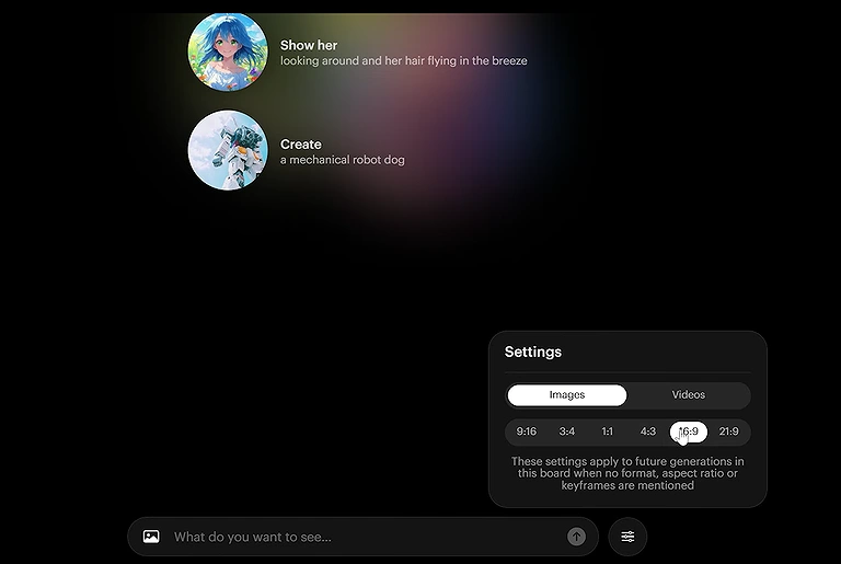 The minimalist user interface of Luma Dream Machine, designed for rapid text-to-video generation