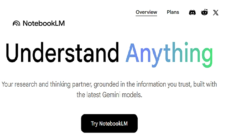 Google NotebookLM Home page
