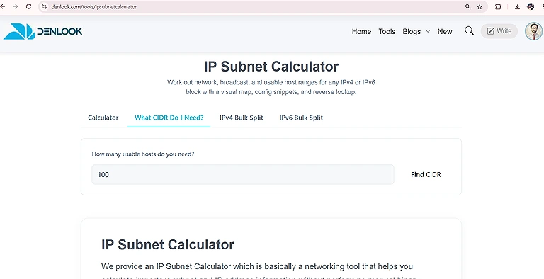 Denlook Official CIDR calculator