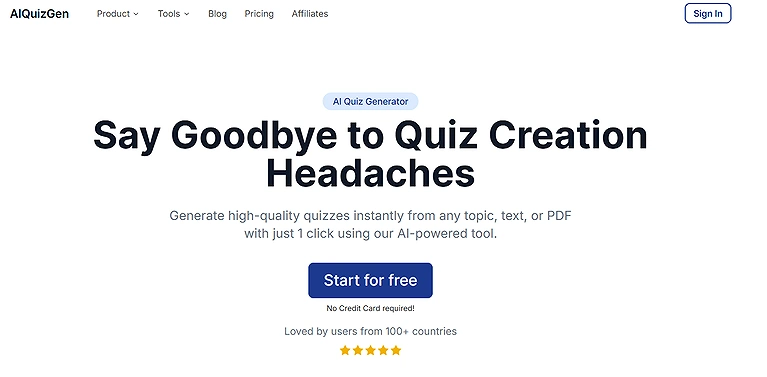 Official source view of AIQuizGen the intelligent creation engine designed to turn raw text, documents, or topics into interactive quizzes in seconds.