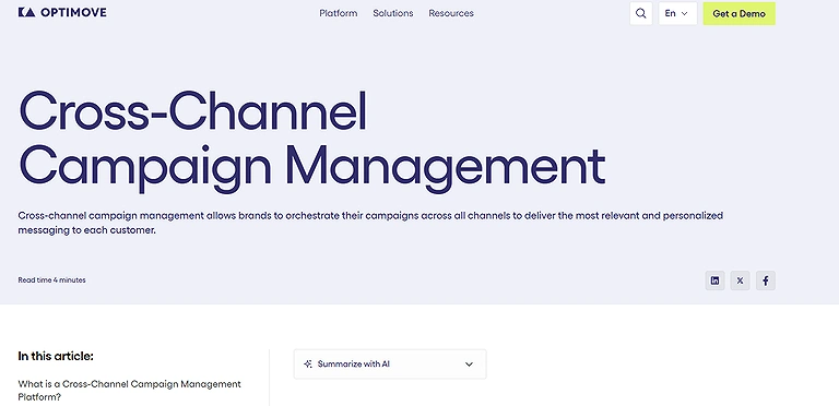 Optimove: For cross-channel marketing campaigns
