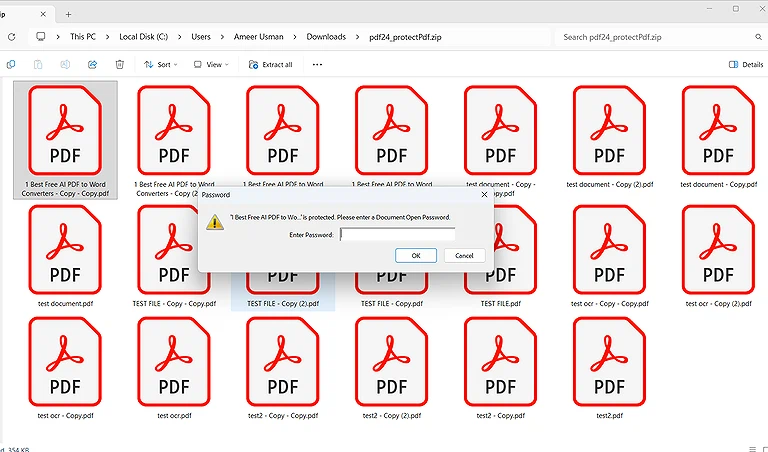 20 files encrypted PDF24 at once and when i tried to open it required password to it.