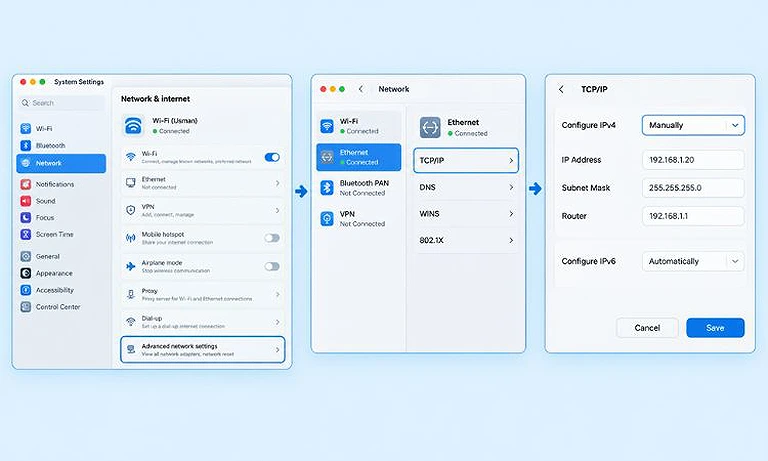 Image showing Windows 11 Network & Internet settings and available network configuration options.