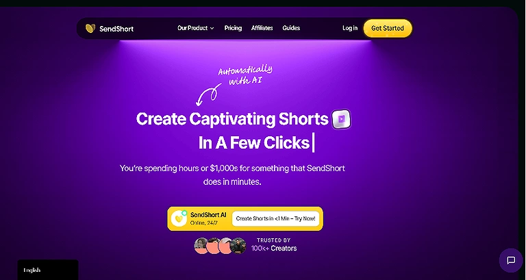 SendShort Home page