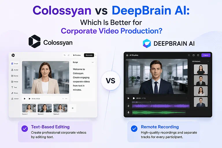 Cover Photo of Colossyan vs DeepBrain : Which Platform Delivers Better Corporate Videos in 2026?