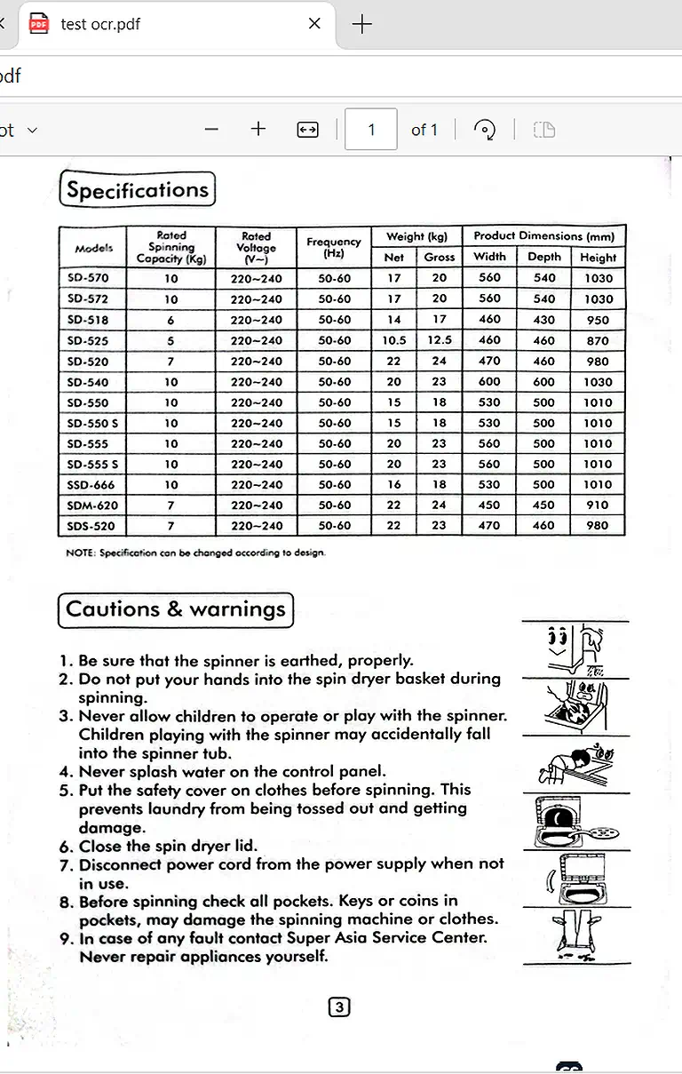 An image-based PDF used to evaluate each converter's OCR capabilities,
