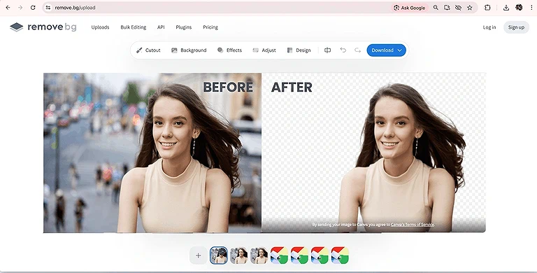 Clean and precise background removal with natural hair strands and well defined subject edges.