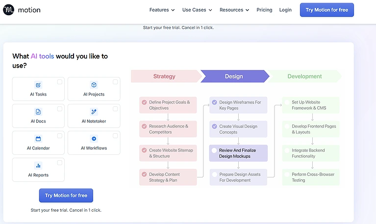 Official source view of Motion—the intelligent workspace assistant designed to auto-plan your day and eliminate manual task scheduling.