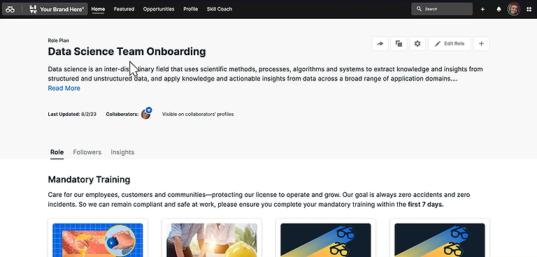 Overview of departmentally tailored onboarding tracks within the Degreed platform.